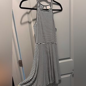 Black/white striped dress